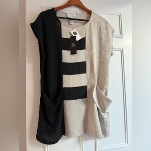 New Joseph Ribkoff Black and Cream Striped Blouse